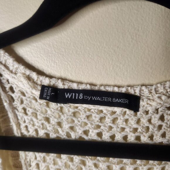 W118 Walter Baker Crochet Racerback Tank Top Sz L Cream Gold Shimmer Cover-up - Picture 4 of 8